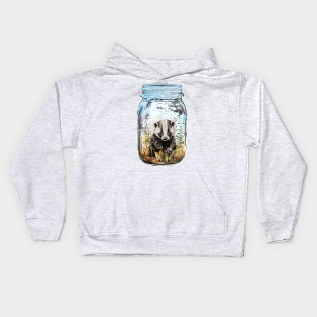 Skunk Baby in a Jar Kids Hoodie by ginkelmier@gmail.com